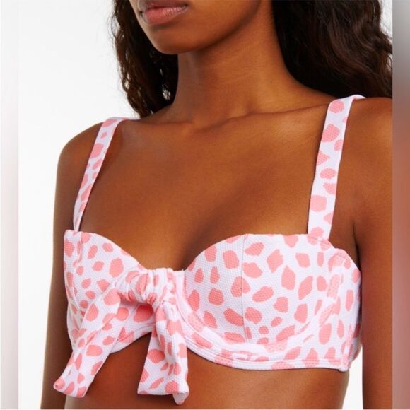 Alexandra Miro Clara Bikini Top Leo Print Pink - Picture 1 of 5